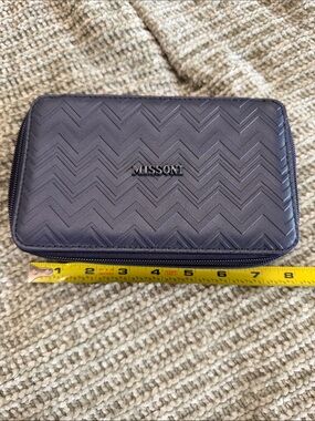 Missoni Embossed Chevron Zip-Around travel case in Navy